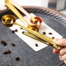 10 PCS Gold Coffee Scoop Clip 2 in 1 Stainless Steel Measuring Spoon