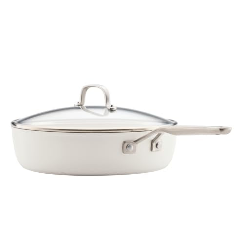 Hard Anodized Ceramic Induction Saute Pan with Lid and Helper Handle
