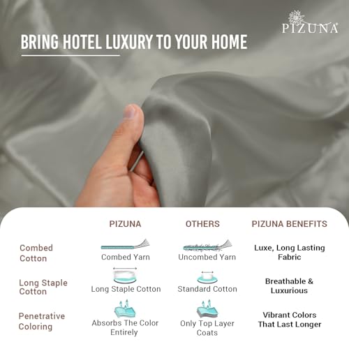 100% Cotton King Duvet Cover Set 400 Thread Count Silver
