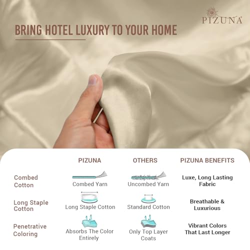 100% Cotton Queen Duvet Cover Set 400 Thread Count Beige