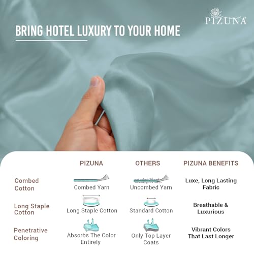 100% Cotton King Duvet Cover Set 400 Thread Count Baby Blue