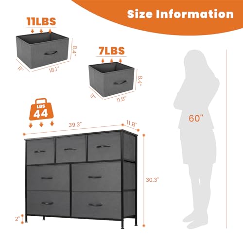7 Drawer Dresser Storage Organizer with Fabric Bins