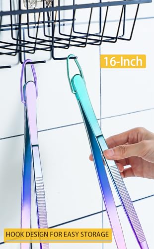 2 Pcs 16 Inch Stainless Steel Fine Tongs Extra Long Chopstick Tongs Long Kitchen Forceps for Cooking