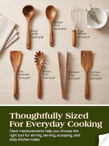 Nonstick Wooden Utensil Set for Cooking (7 Count)