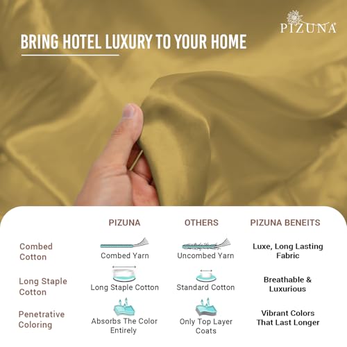 100% Cotton Queen Duvet Cover Set 400 Thread Count Mustard Gold