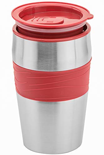 Single Serve & Single Cup Coffee Maker with 14oz Travel Mug Red