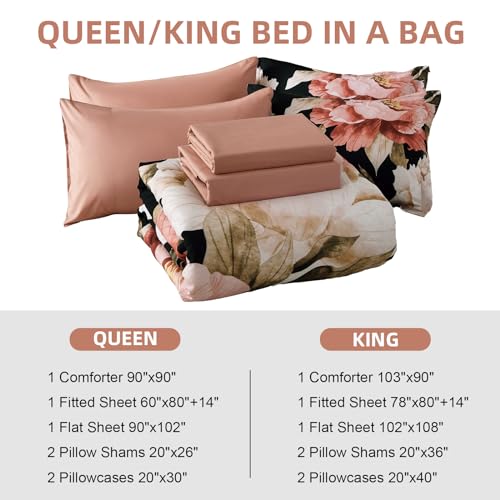Black King Size Comforter Set 7 Piece Bed in a Bag