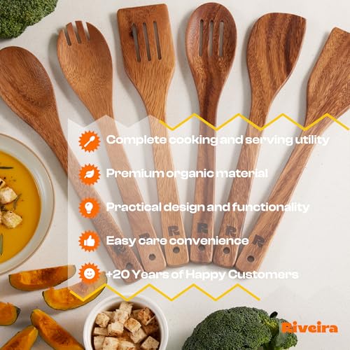 Walnut Wooden Spoons for Cooking Set of 6 (6 Count)