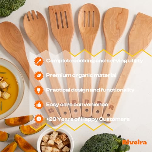Cherry Wooden Spoons for Cooking Set of 6 (6 Count)