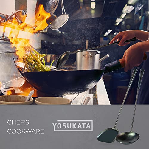 17" Blue Carbon Steel Wok Spatula and Ladle (6 Count)