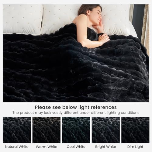 Faux Fur Throw Blanket for Couch