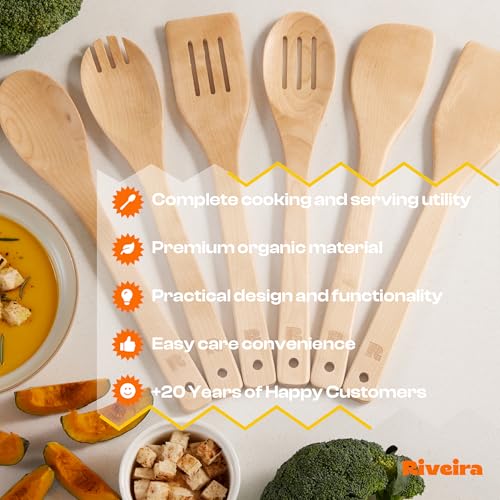 Maple Wooden Spoons for Cooking Set of 6 (6 Count)