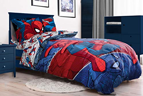 Marvel Spiderman Twin Comforter Set 4 Piece Kids Bedding for Boys