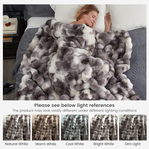 Faux Fur Throw Blanket for Couch