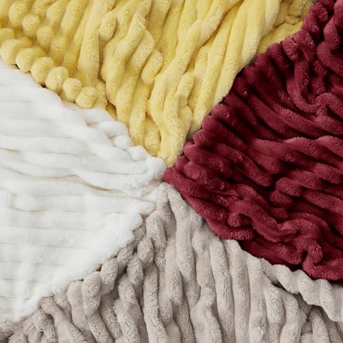 Soft Full Size Fleece Blankets for Bed Deep Red 84"x90"