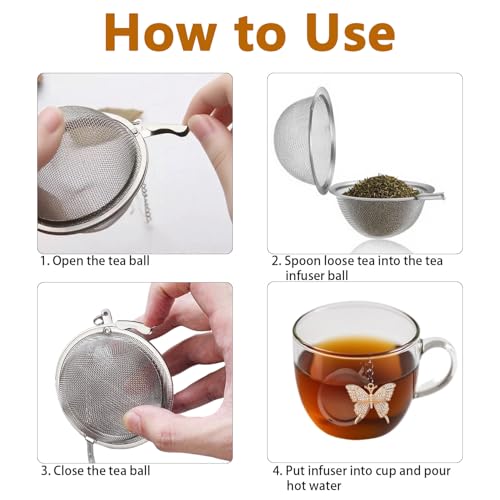 Tea Infusers for Loose Leaf Tea Steeper Tea Diffusers for Loose Tea Strainer Stainless Steel Tea Ball for Loose Tea Holder Tea Mesh Strainer Tea Filters with Pendant Fairy Butterfly