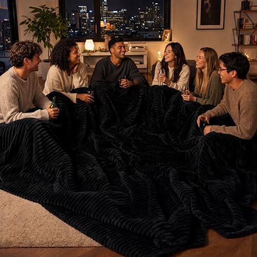Extra Soft Large Fleece Blanket for Bed Black 120"x120"