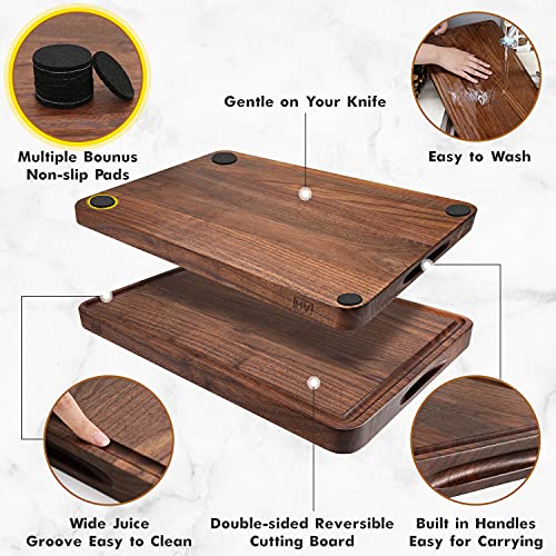Walnut Wood Cutting Board 17x11 in Large Wooden Chopping Board
