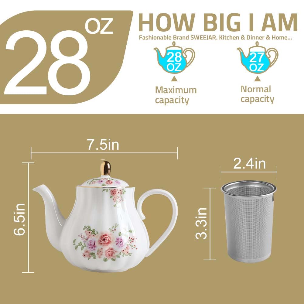 Sweejar 28FLOZ Royal Teapot with Infuser