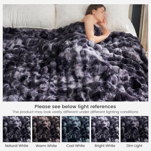 Faux Fur Throw Blanket for Bed King Size