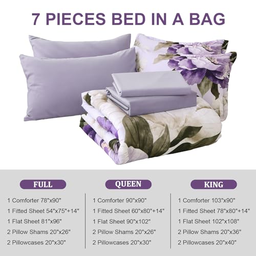 Purple Comforter Set Full Size 7 Piece Bed in a Bag Full