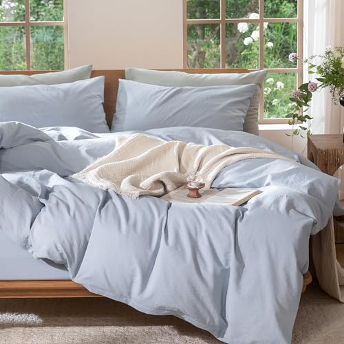 Duvet Cover Set 100% Washed Cotton Linen Like Super King Plus (3 Piece Set)