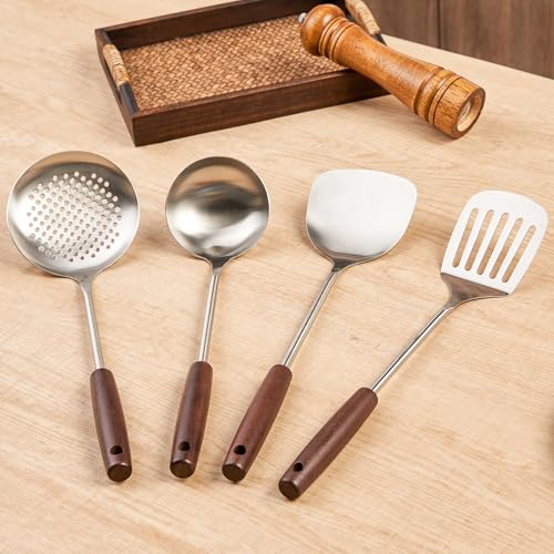 4 Piece Wok Spatula and Ladle Set (4 Count)
