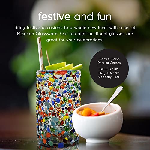 Confetti Rocks 120 oz Pitcher and 6 Drinking Glasses set