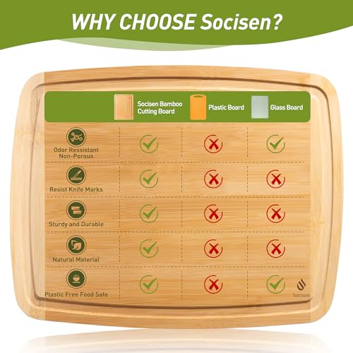 Bamboo Cutting Board Set Non Slip Feet Over Sink Men Husband Birthday Christmas Xmas Valentines Father Day Gifts Ideal from Wife Romantic Anniversary Best Cool Gadget Awesome Who Have Everything (4 Count)