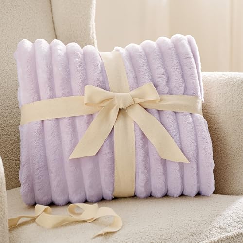 Soft Full Size Fleece Blankets for Bed Lavender Fog 84"x90"