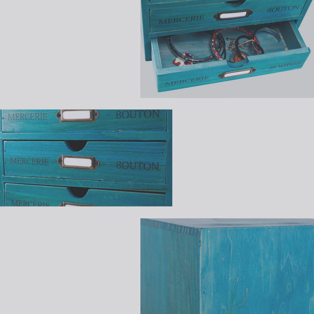 Small Wooden Drawers Wooden Box with Drawer Blue
