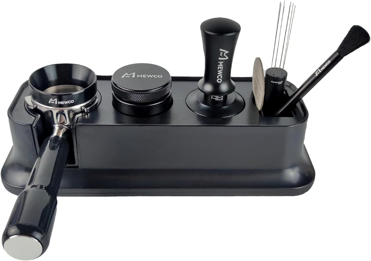 7 Pack Espresso Tamper Station&Coffee Distributor Tamper&Espresso WDT Stirrer&Coffee Tamping&Brush&Coffee Dosing Funnel&Espresso Puck Screen