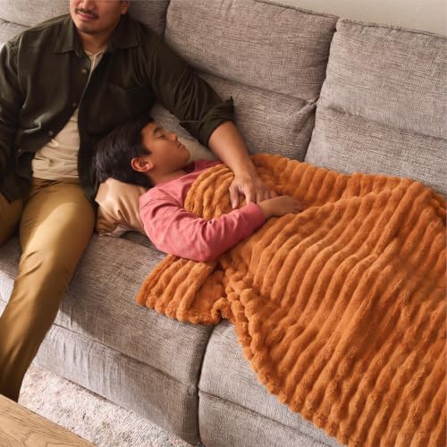 Soft Burnt Orange Throw Blanket for Couch Decor Gifts 50"x60"