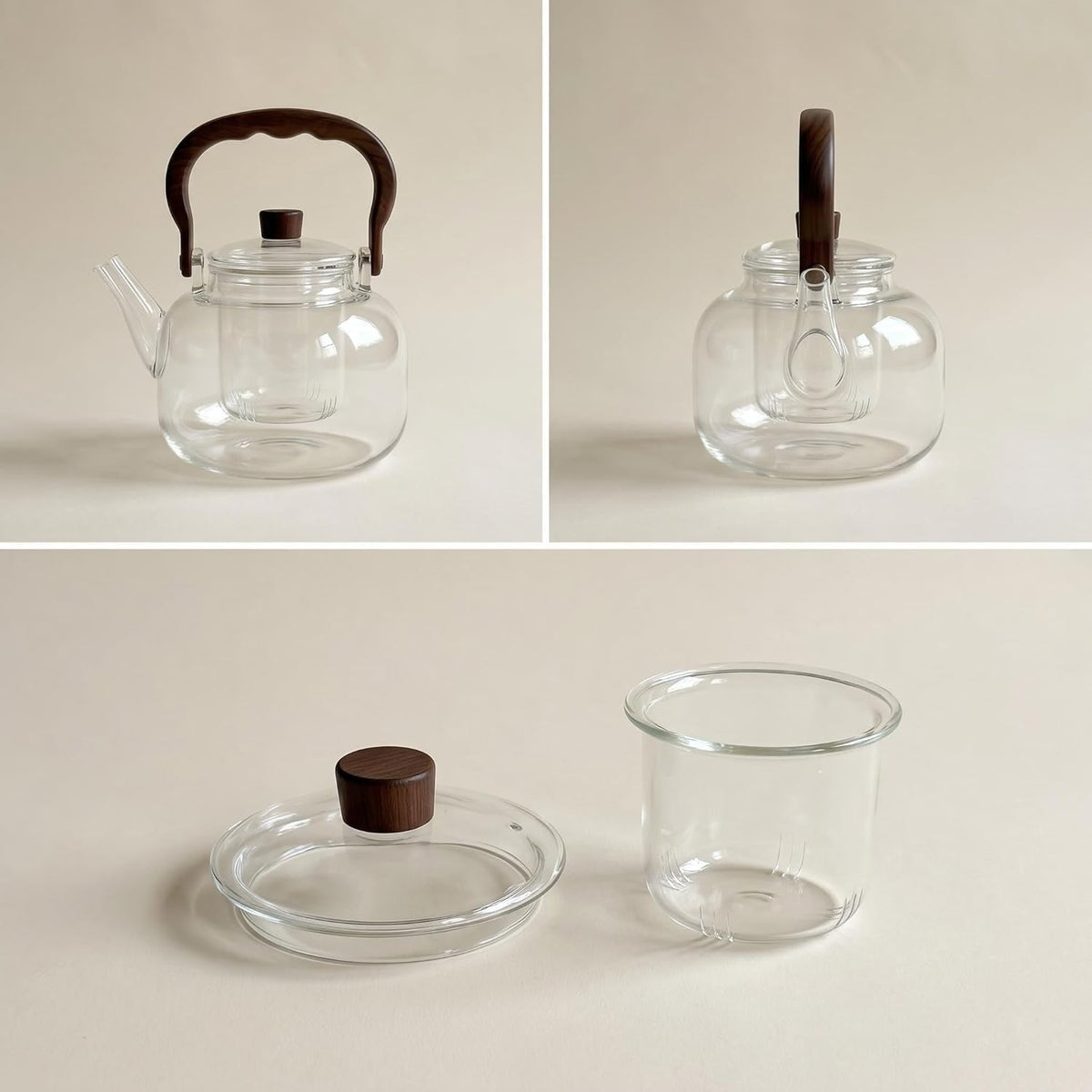 Glass Teapot 1000ml Borosilicate Stovetop Safe Tea Kettle