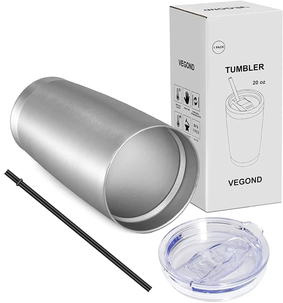20oz Tumbler with Lid and Straw Stainless Steel Tumbler Cup Vacuum Insulated Double Wall Travel Coffee Mug Powder Coated Coffee Cup