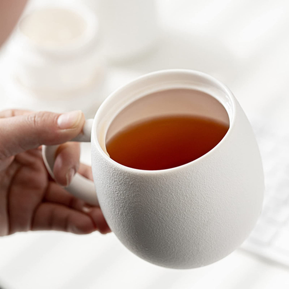 Cat Ceramic Tea Mug with Infuser & Lid Leaf Tea Cup for Home Office