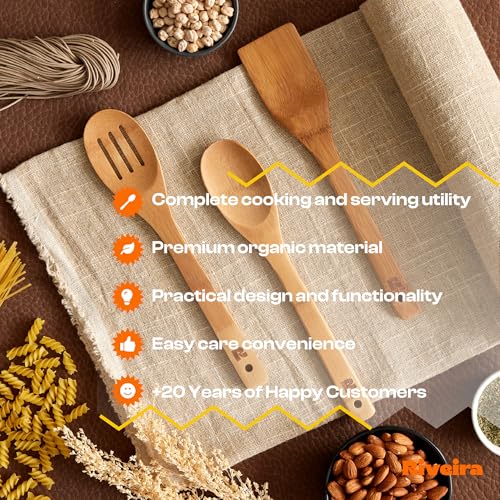 Dark Bamboo Wooden Spoons for Cooking 3 (3 Count)