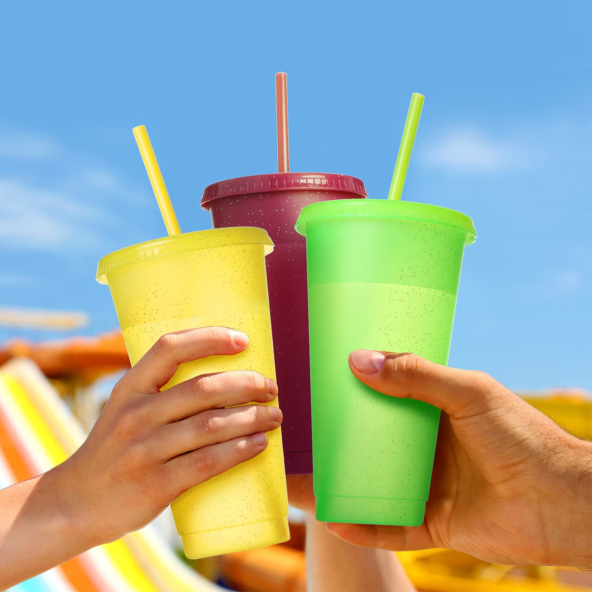 15 Pack Tumbler with Straw and Lid Bulk Cups for Gifts Glitter Plastic Coffee Cups 24