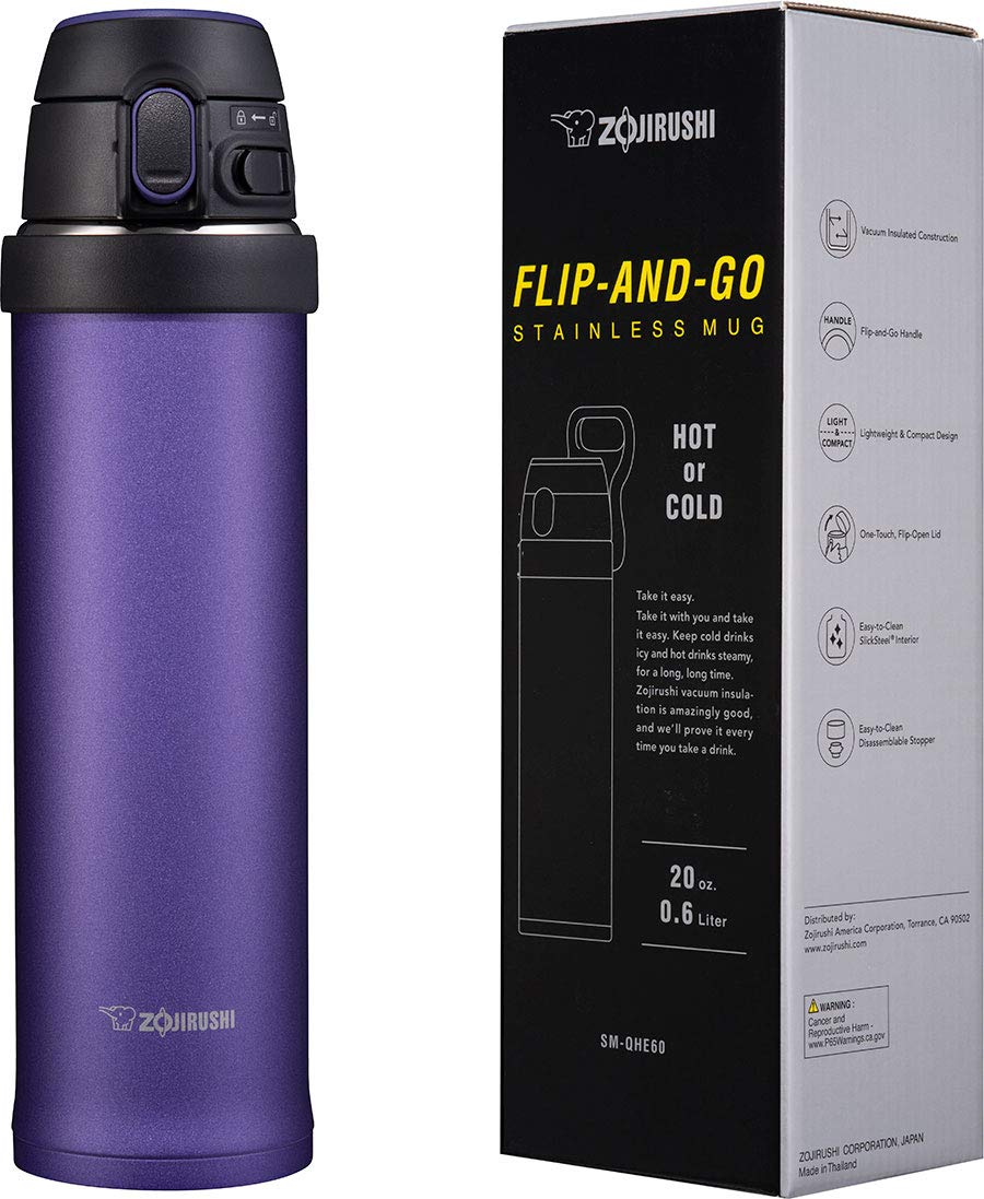 SM-QHE60VK, Flip-and-Go Stainless Mug, 20-Ounce, Purple Dusk