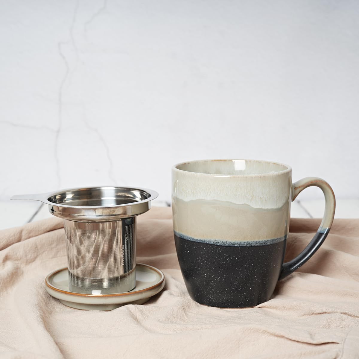 Ceramic Tea Cup with Infuser and Lid
