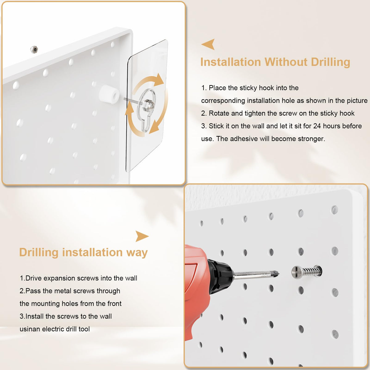 Modular Plastic Peg Board Wall Organizer Kit (4 Count)