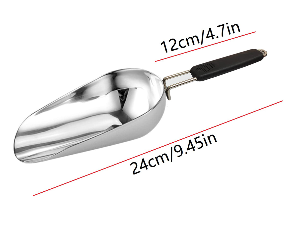 Stainless Steel 6 Ounce Ice Scoop With Good Grip Handle