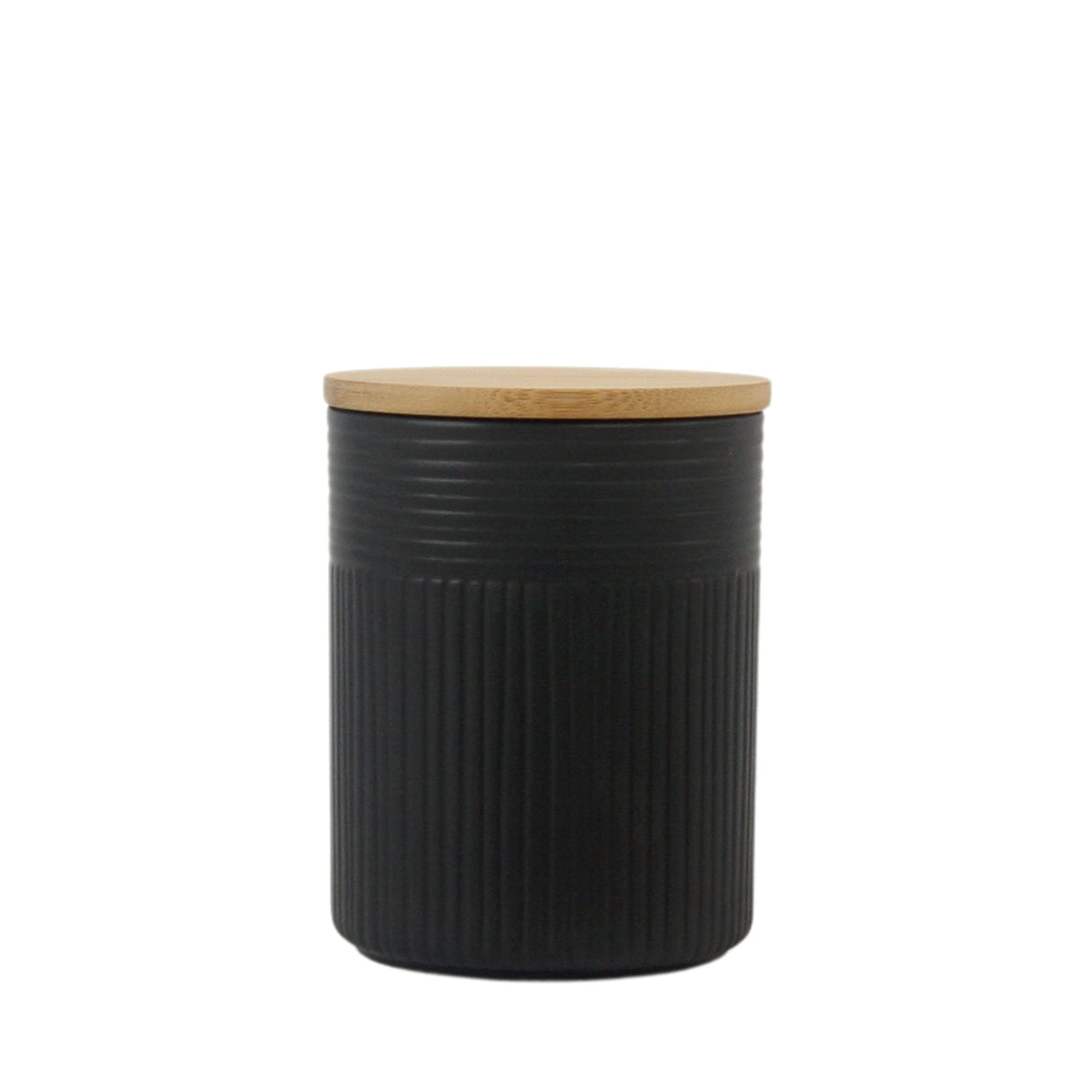 Luca Matte Black Embossed Ceramic Kitchen Canister Set (3 Count)