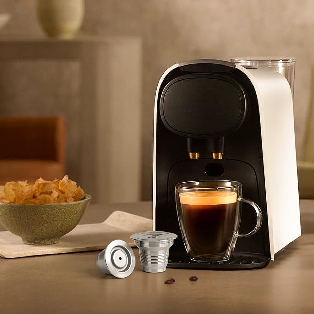 Big & Small Cup Stainless Steel Reusable Coffee Capsules Compatible with L'OR Barista LM8012 (3 Count)