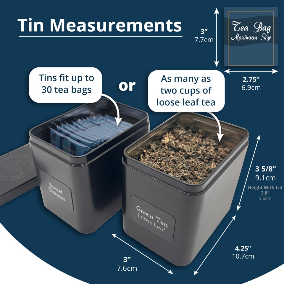 Tea Organizer Rack with 9 Tins & 160 Magnetic Labels