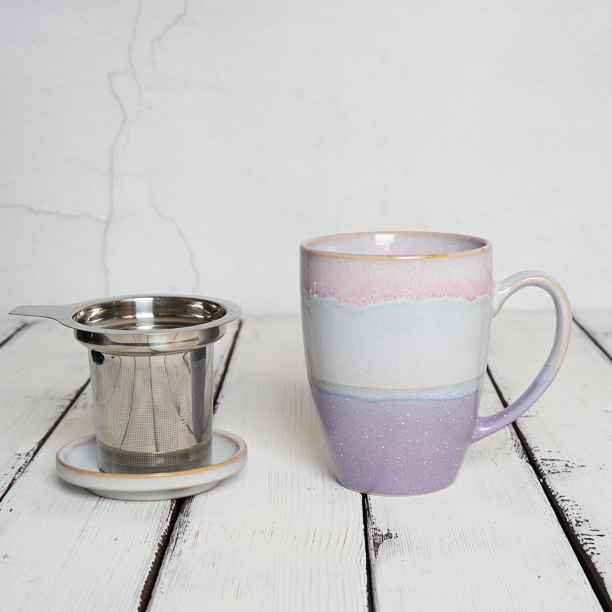 Ceramic Tea Cup with Infuser and Lid