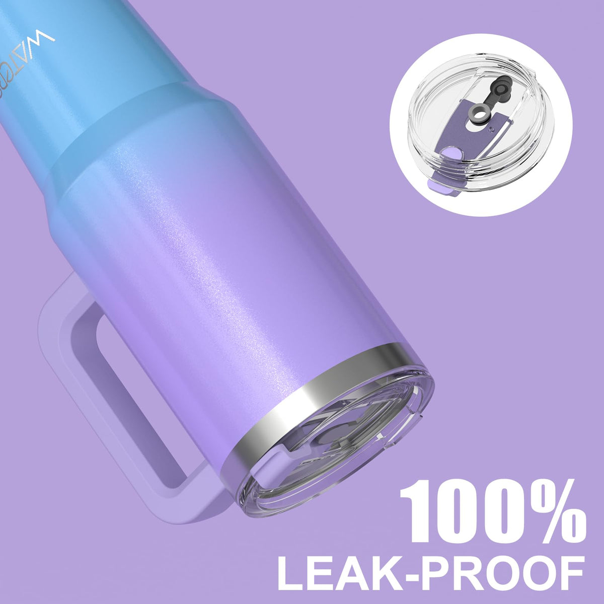 30 oz Shiny Tumbler with Handle and Straw