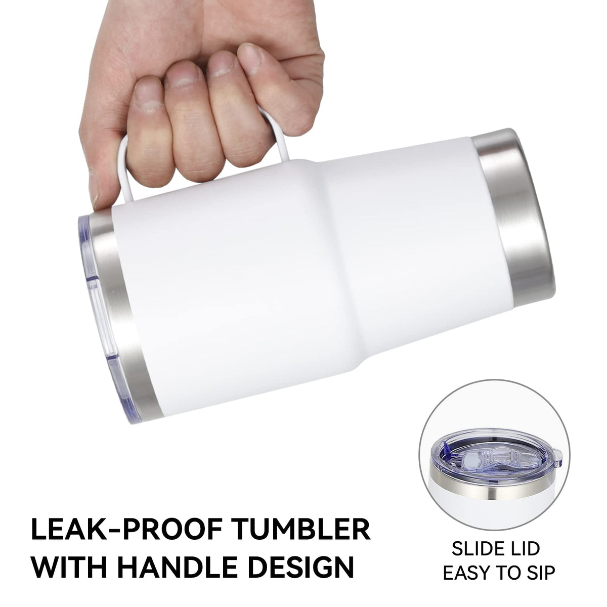 20 oz Tumbler Bulk with Handle Lid and Straw (12 Count)