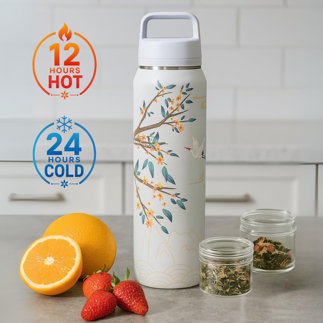 Tea Infuser Bottle for Loose Leaf Tea Insulated Stainless Steel Water Bottle Tumbler