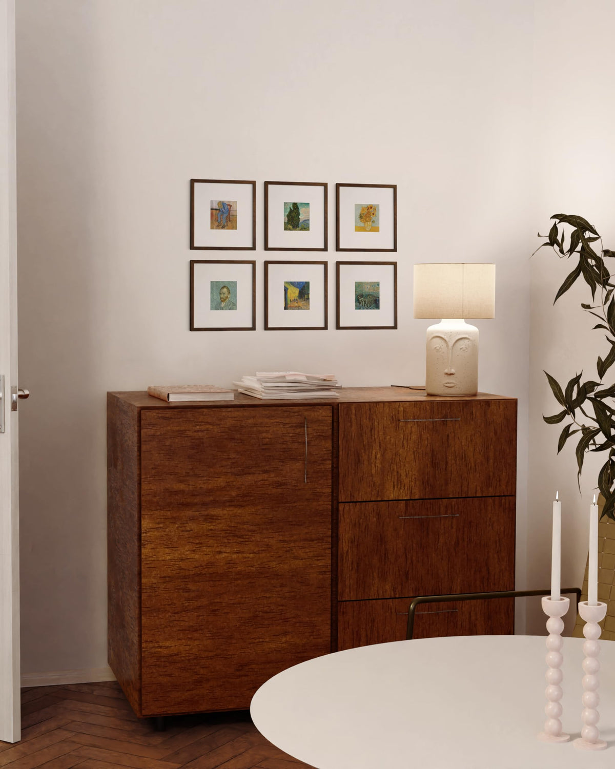 Walnut Square Frames 8" x 8" Matted to 4" x 4" (6 Count)